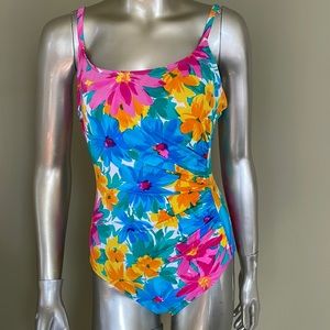 Vintage Sandcastle one piece swimsuit Bright Tropical Colors Size…